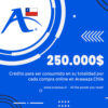 eGift card de $250.000 pesos chilenos (tarjeta de regalos electrónica): crédito para ser consumido en compras online en Arawaza Chile